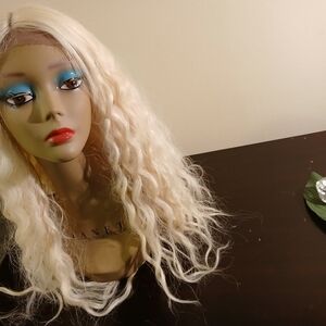 Synthetic lace front blonde wig